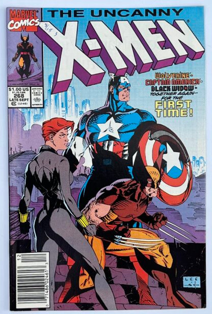 Uncanny X-Men #268 (1990) Classic Cover Art by Jim Lee; Captain America and Black Widow app.