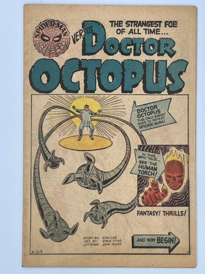 Amazing Spider-Man #3 (1963) Origin & 1st app. Dr. Octopus (Otto Octavius)- coverless, no pinup + 1 panel cutout