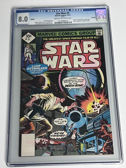 Star Wars #5 CGC 8.0 (1977) 1st cameo app. Wedge Antilles, 1st app. General Dodonna; Whitman reprint