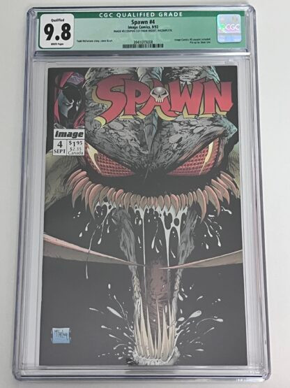 Spawn #4 CGC 9.8 (1992) 1st cover app. Violator, Qualified green label- coupon cutout