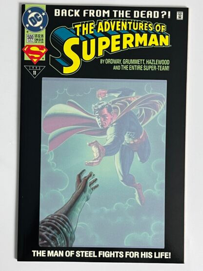 Adventures of Superman #500 (1993)  1st app. John Henry, 1st app. Superboy (Conner Kent), 1st app. Cyborg Superman (Hank Henshaw), 1st app. The Eradicator, 1st app. Angora Lapin