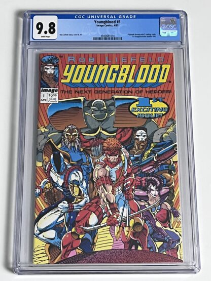 Youngblood #1 CGC 9.8 (1992) Premiere Issue, 1st app. Shaft, 1st app. Chapel, 1st app. Badrock, 1st app. Vogue, 1st app. Link, 1st app. Diehard