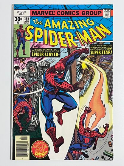 Amazing Spider-Man #167 (1977) (Newsstand) 1st app. Will-O'-The-Wisp, 1st app. Dr. Barton Hamilton
