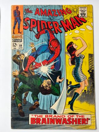 Amazing Spider-Man #59 (1968)  1st cover app. Mary Jane Watson, 1st app. Brainwasher (Wilson Fisk), 1st kiss between Peter Parker and Gwen Stacy