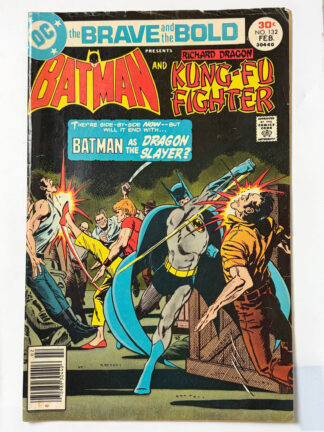 Brave and the Bold #132 (1977) First use of the iconic 'bullet' DC logo on a Brave and the Bold cover - Cover