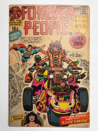 Forever People #1 (1971) 1st full app. Darkseid, 1st team app. The Forever People, Debut of the Mother Box, 1st app. Infinity-Man