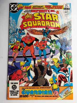 All-Star Squadron #25 (1983) 1st team app. Infinity Inc., 1st app. Northwind, 1st app. Nuklon (Albert Rothstein), 1st app. Silver Scarab (Hector Hall), 1st app. Jade, 1st app. Obsidian (Todd Rice), 1st app. Fury (Lyta Trevor)