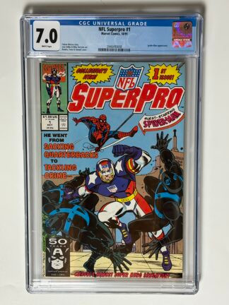 NFL SuperPro #1 (1991) 1st solo series of SuperPro (Phil Grayfield) in CGC 7.0 Fine/Very Fine