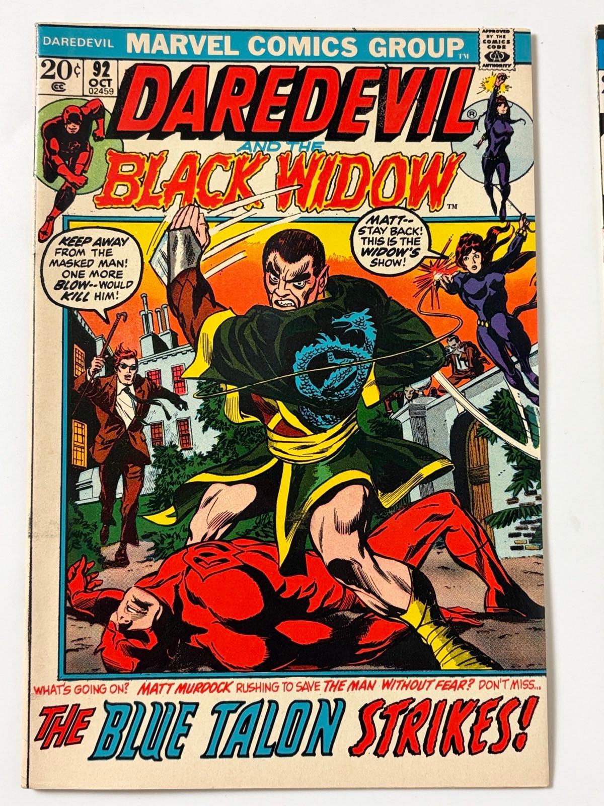 Daredevil #92 (1972) 1st app. Damon Dran in 9.0 Very Fine/Near Mint