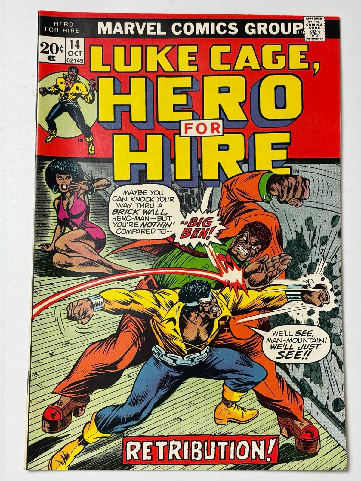 Hero For Hire #14 (1973) Origin of Luke Cage retold, 1st app. Big Ben Donovan in 9.4 Near Mint