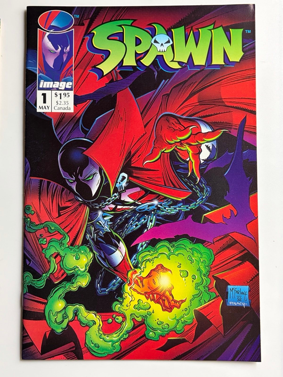 Spawn #1 (1992) Premiere Issue, 1st app. Spawn (Al Simmons), 1st app. Sam & Twitch, 1st app. Malebolgia, 1st cameo app. Jason Wynn in 9.4 Near Mint